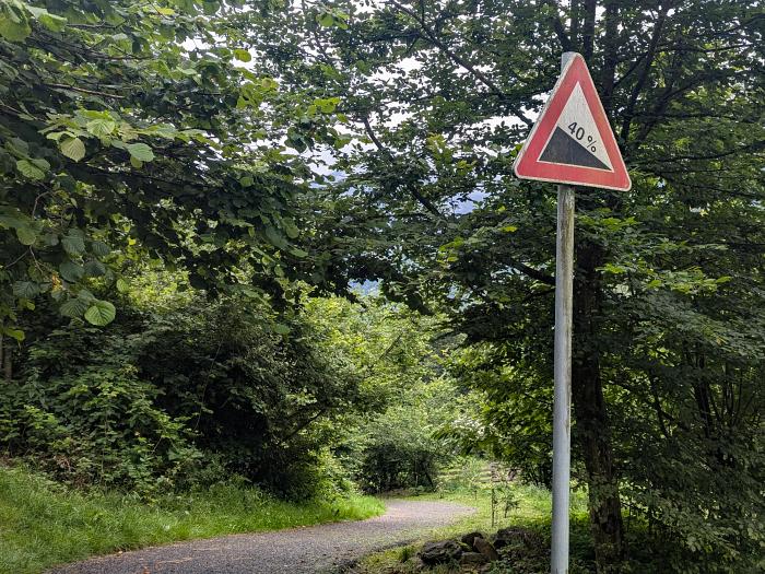 MTB 7-Seen-Cross / Transalp vom Unterallgäu zum Lago Maggiore und zum Gardasee, Radweg mit 40% Steigung